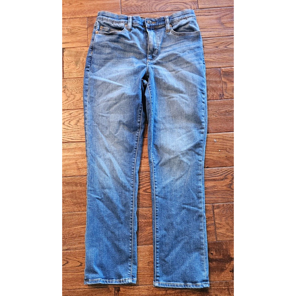 Lands End High Rise Straight Jean Stretch Denim Blue Jeans Sz 8 Stretch 29 x 30